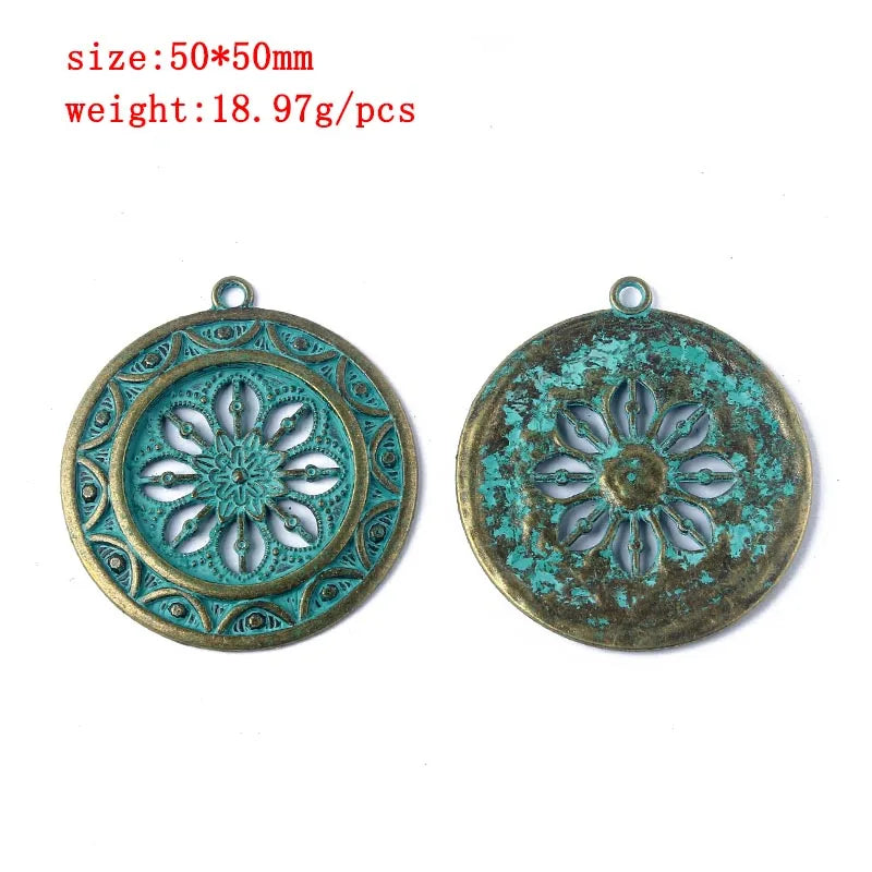 2pcs/lot Verdigris Patina Elephant/Heart/Leaf/Flower/Dragonfly/Butterfly/Swirl/Wing Pattern Pendant Fashion Jewelry Material