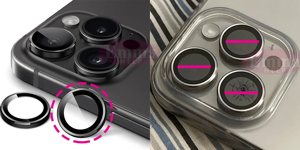 Sapphire Camera Lens Glass for iPhone 15/14/13/12/11 Pro Max Plus Mini - Complete Repair Kit with Adhesive