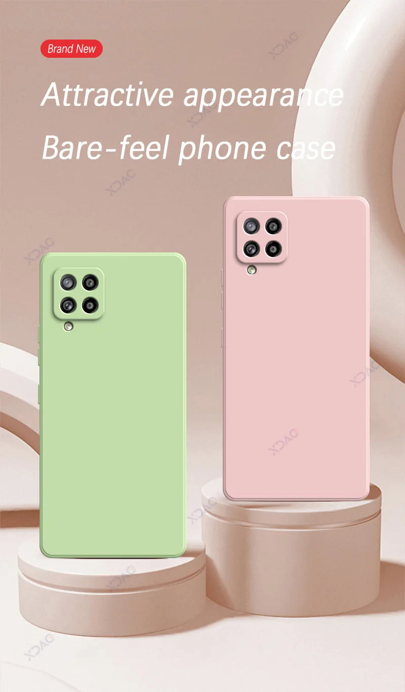 Samsung Luxury Soft Square Liquid Silicone Case - Ultimate Protection for Galaxy A22 4G & A42 5G