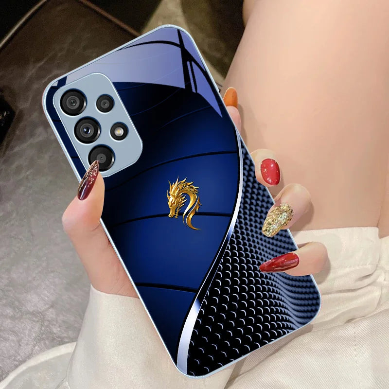 Loong Design Tempered Glass Case for Samsung Galaxy S10-S23 – Ultra-Durable, Stunning Chinese Loong Powder Finish