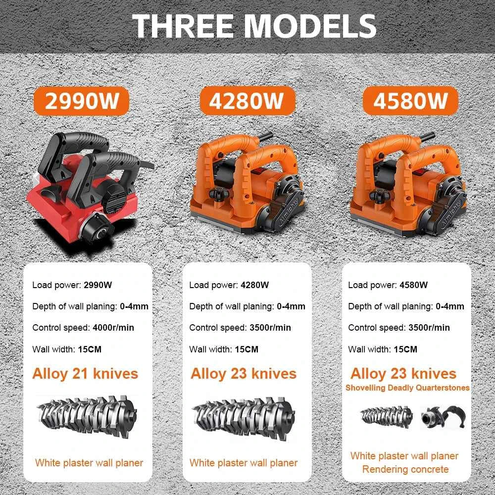 Electric Wall Planer High Power Shovel Machine Shoveling Putty 2990W/4280W/4580W Planer for Concrete Whitewash Wall Renovation