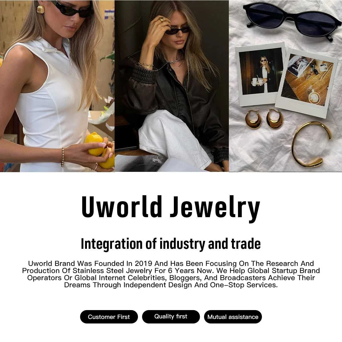Uworld Trendy Designer 18K Gold Color Plated White Zircon Pendant Earrings Hypoallergenic Waterproof Stainless Steel Jewelry Gif The jack market .AU The jack market .AU Jewellery & Chains $ 56 200001034:367#JDE0106057