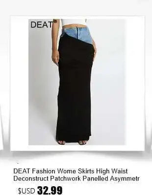 DEAT Women's Slim Dress with Diamond Folds & Zipper - Sleeveless Round Collar Summer Style