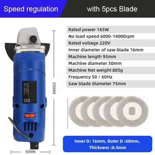 Brand Name Mini Electric Angle Grinder - Versatile 110V/220V, 6 Speed Settings for Precision Cutting, Polishing & Grinding