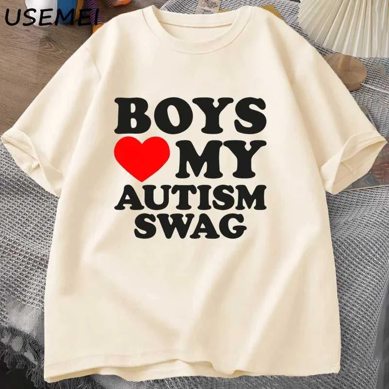 Girls Boys Love My Autism Swag T Shirt Women Men Funny Autistic Girls Awareness Idea T-Shirt Couple Lover Short Sleeve Tees The jack market .AU The jack market .AU Men Fashion $ 30 14:193;5:100014064