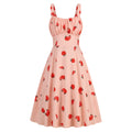 Vintage Charm Summer Midi Dress - Cute Print, Ruched Bust, High Waist for Effortless Beach Style