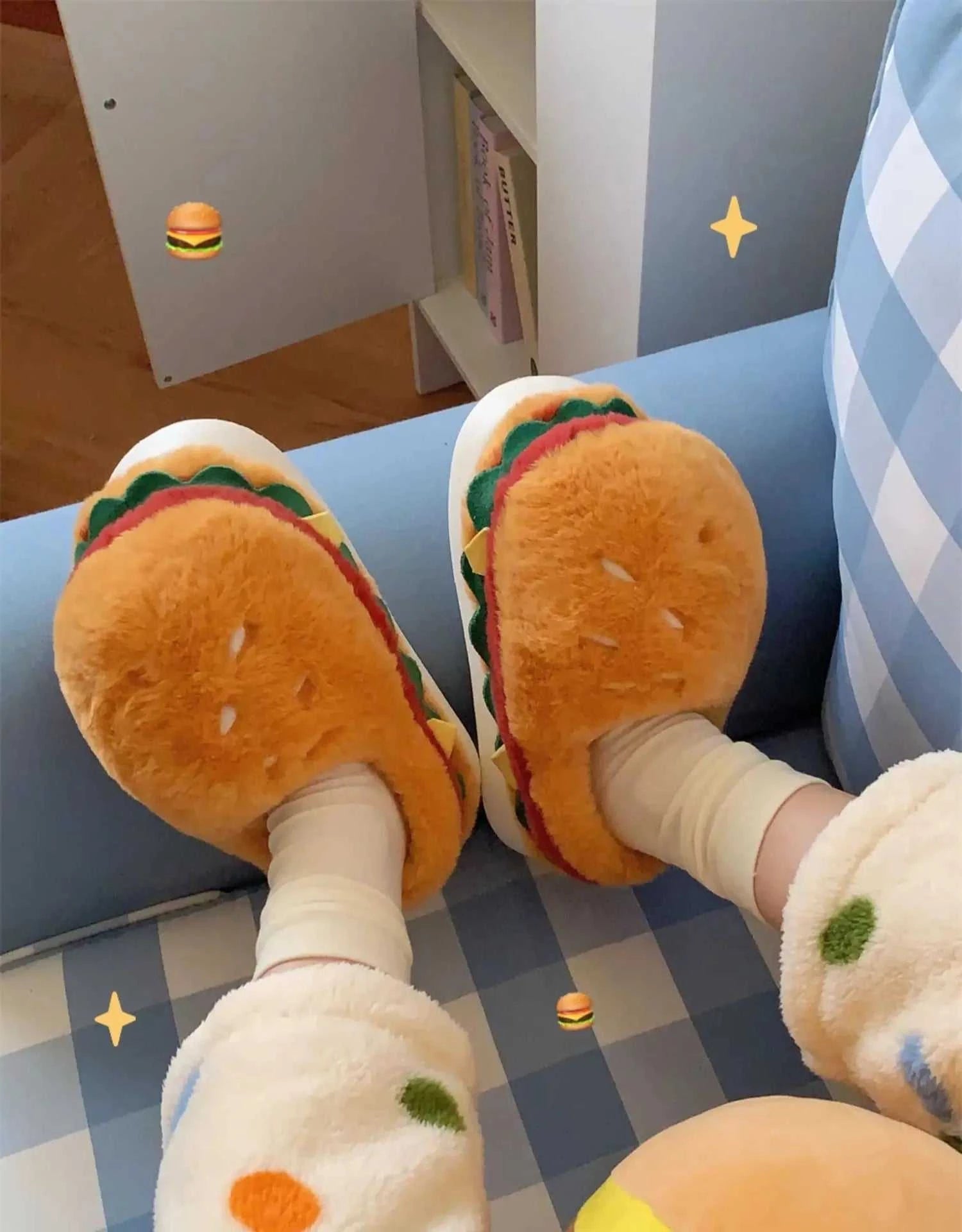 Funny Cute Hamburger Home Slippers Shoes For Men And Women Indoor Household Slippers Warm And Non Slip Winter Fun Couple Cotton The jack market .AU The jack market .AU Step Up Your Style: Trendy Shoes for Every Occasion! $ 75 14:366#Package Cute Burger;200000124:201446565