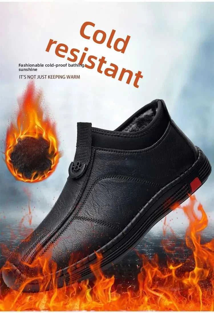 Men's Autumn Winter High Top Fleece Lined Casual Shoes Soft Bottom Breathable Versatile Slip Resistant Simple Style Leather Shoe The jack market .AU The jack market .AU Step Up Your Style: Trendy Shoes for Every Occasion! $ 63 14:173#Cotton shoes Black;200000124:200000364