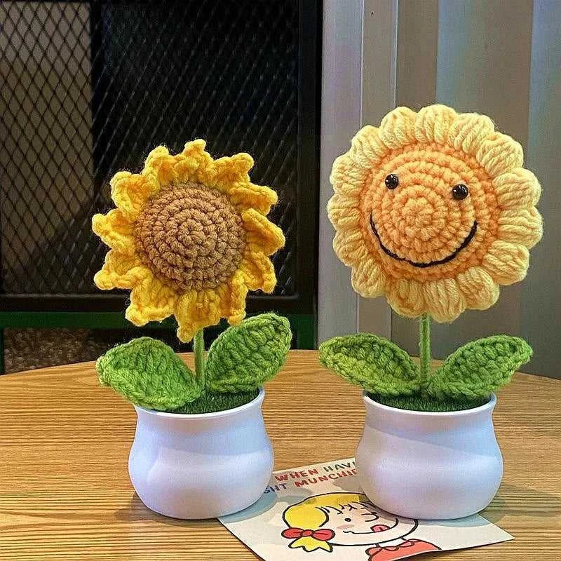 Sunflower Crochet Flower Artificial Hand Woven Flowers Finished Girasol Crochet Plants Wedding Guest Gifts Desktop Decoration The jack market .AU The jack market .AU $ 23 14:200013901#S27