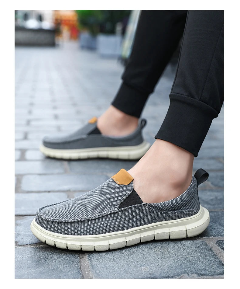 Men Casual Canvas Shoes Mens Loafers Breathable Slip on Flats Male Vulcanized Shoes Driving Shoes Plus Size 47 Walking Sneakers
