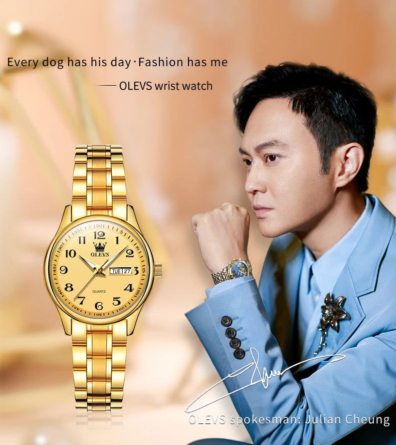 OLEVS Elegant Women's Quartz Watch - Luminous, Waterproof Stainless Steel Dress Wristwatch with Week & Date Display