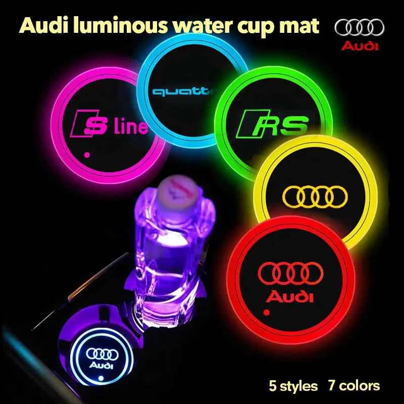 LED Light Car Water Cup Coaster Drinks Holder Mat for Audi A6L A3 A4 A5 A6 A7 A8 Q4 Q5 Q6 Q7 Q8 TT S3 S5 S7 S8 RS7 RS6 Sline b9