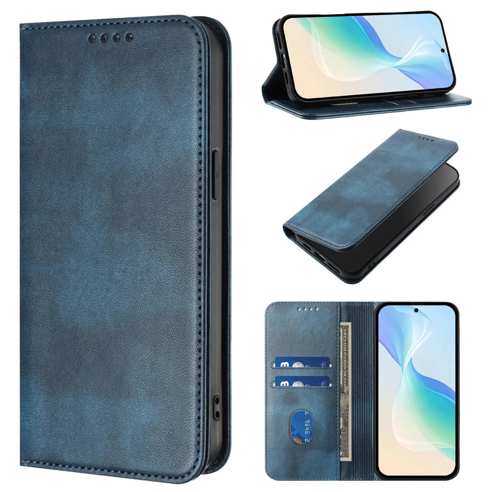 Luxury Leather Wallet Flip Case for Xiaomi Redmi 15/15C & Poco C85 - Magnetic Back Cover