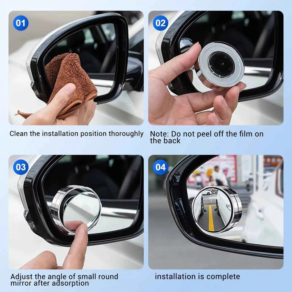 Car Blind Spot Mirror 360 Degree Adjustable Round Convex Rear View Mirror with Suction Cup Wide Angle Clear HD Anti Glare