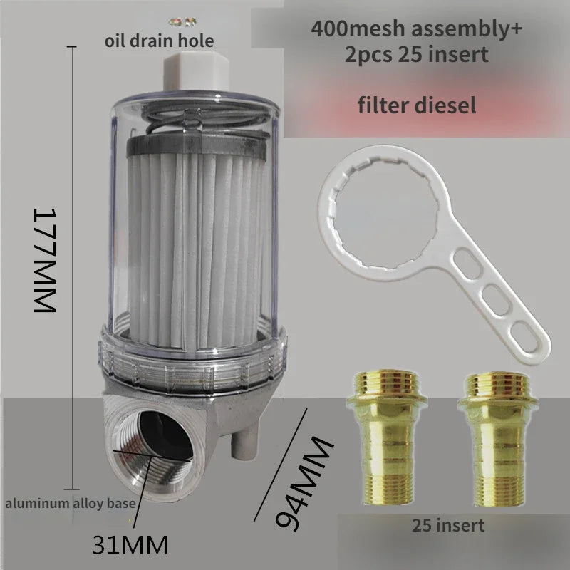 Vehicle fuel pump diesel dispenser transparent impurity filter assembly oil refueling machine filtration accessories