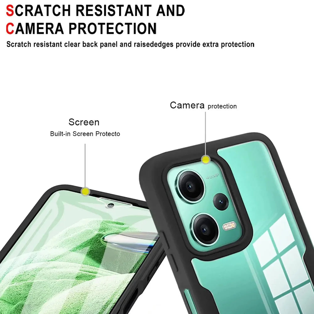 Redmi Note 13 Pro Plus Silicone Case - 360° Shockproof with Built-in Screen Protector for Redmi Note 12 Series