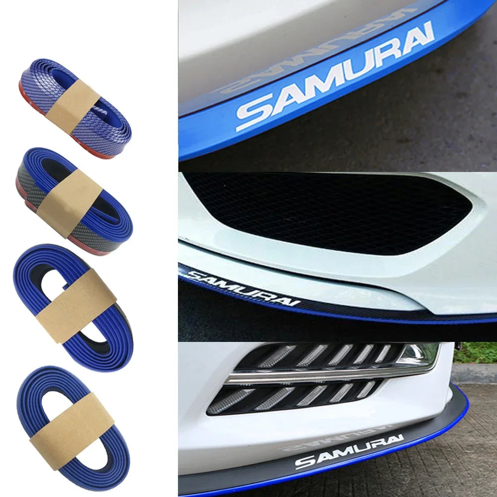 2.5M Car Front Bumper Lip Protector Carbon Fiber Rubber Splitter Chin Spoiler Side Skirt Rubber Anti Scratch Protector Body Kit