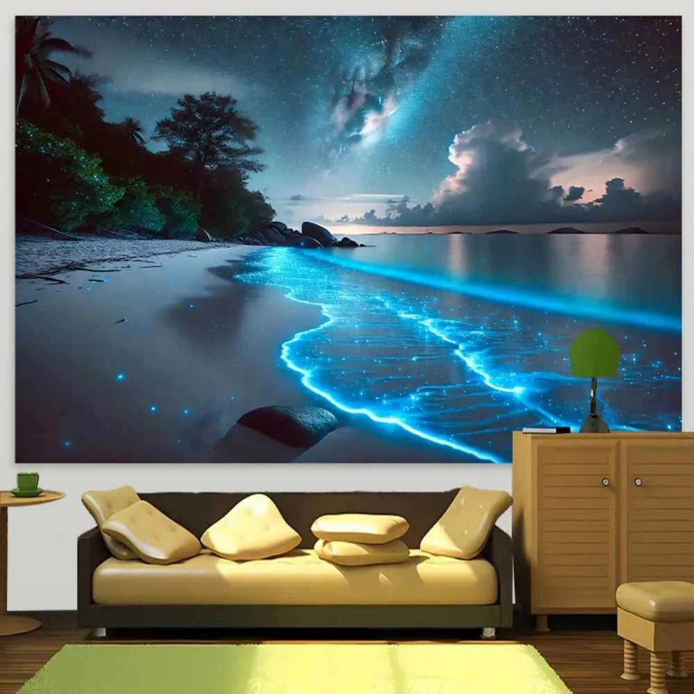 VIKAMA Fluorescent Beach Night Scene, Aesthetic Tapestry, Multi-Purpose Holiday Decor, Bedroom, Office, Living Room Home Decor The jack market .AU The jack market .AU Home $ 46 14:200004889#BU-1;5:200844600#180x235cm(5.9X7.7FT