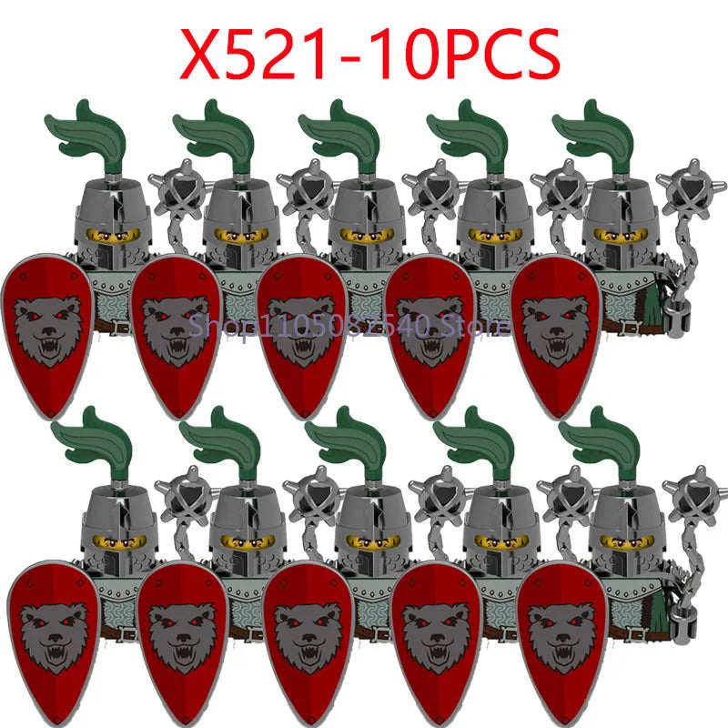 MOC Military Soldier Movie Character Building Blocks Accessories Medieval Castle Knight Helmet Shield Mini Brick Gift Toy E008