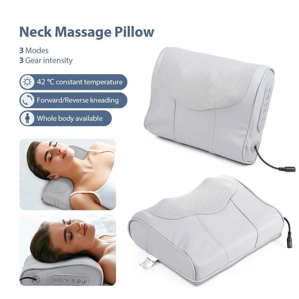 RelaxPro Electric Neck & Shoulder Massage Pillow - Soothing Kneading Relief for Back & Cervical Comfort