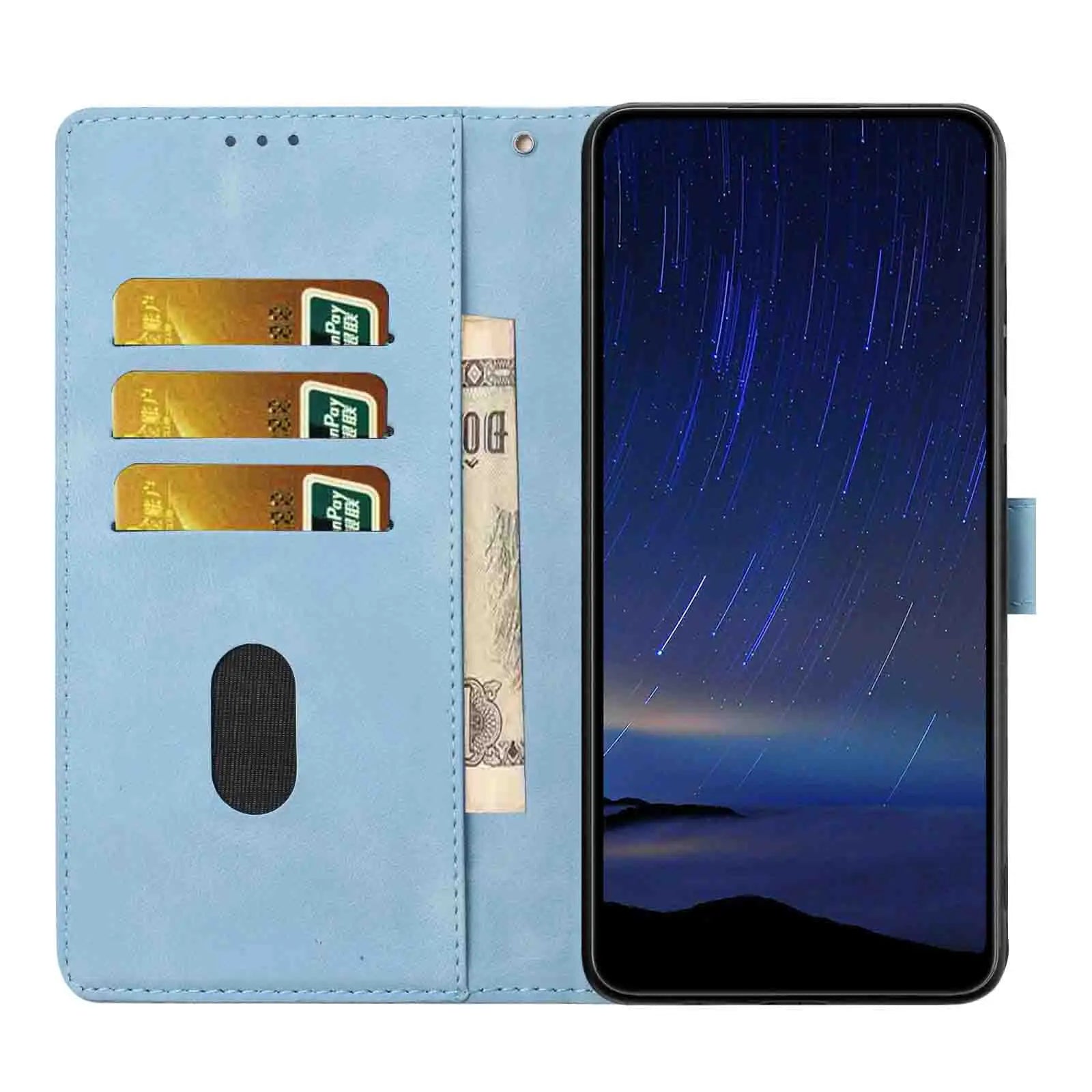 Edge Leather Flip Case for Motorola G73 G53 G13 G23 G62 G52 G32 G22 G31 G20 G41 - Cherry Blossom Design