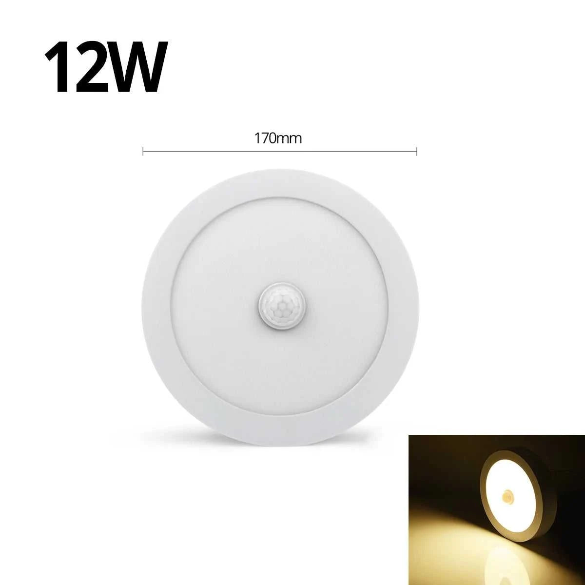 LED Panel Light With PIR Motion Sensor Ceiling Mounted 6W 12W 18W AC 85-265V Corridor Lamp Indoor Lighting lampara techo The jack market .AU The jack market .AU Home $ 55 136:173#6W White