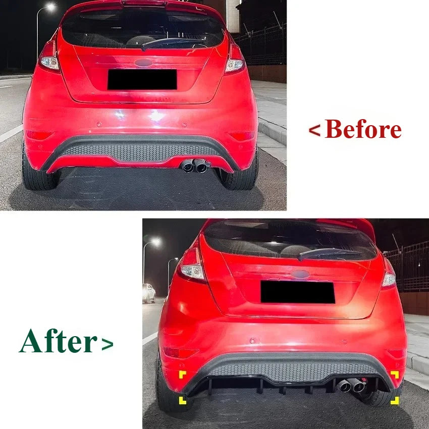 Car  Accessories 2012 2013 2014 2015 2016 2017 For Ford Fiesta ST MK7 Rear Bumper Diffuser Lip Parts Exterior Splitter Body Kit