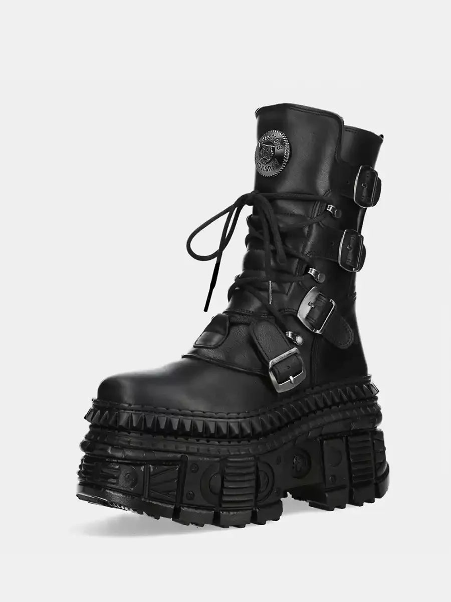 Punk Style Women Boots Lace-up Heel Height Platform Shoes Woman Gothic Ankle Rock Boots Metal Decor Man And Woman Sneakers 2025