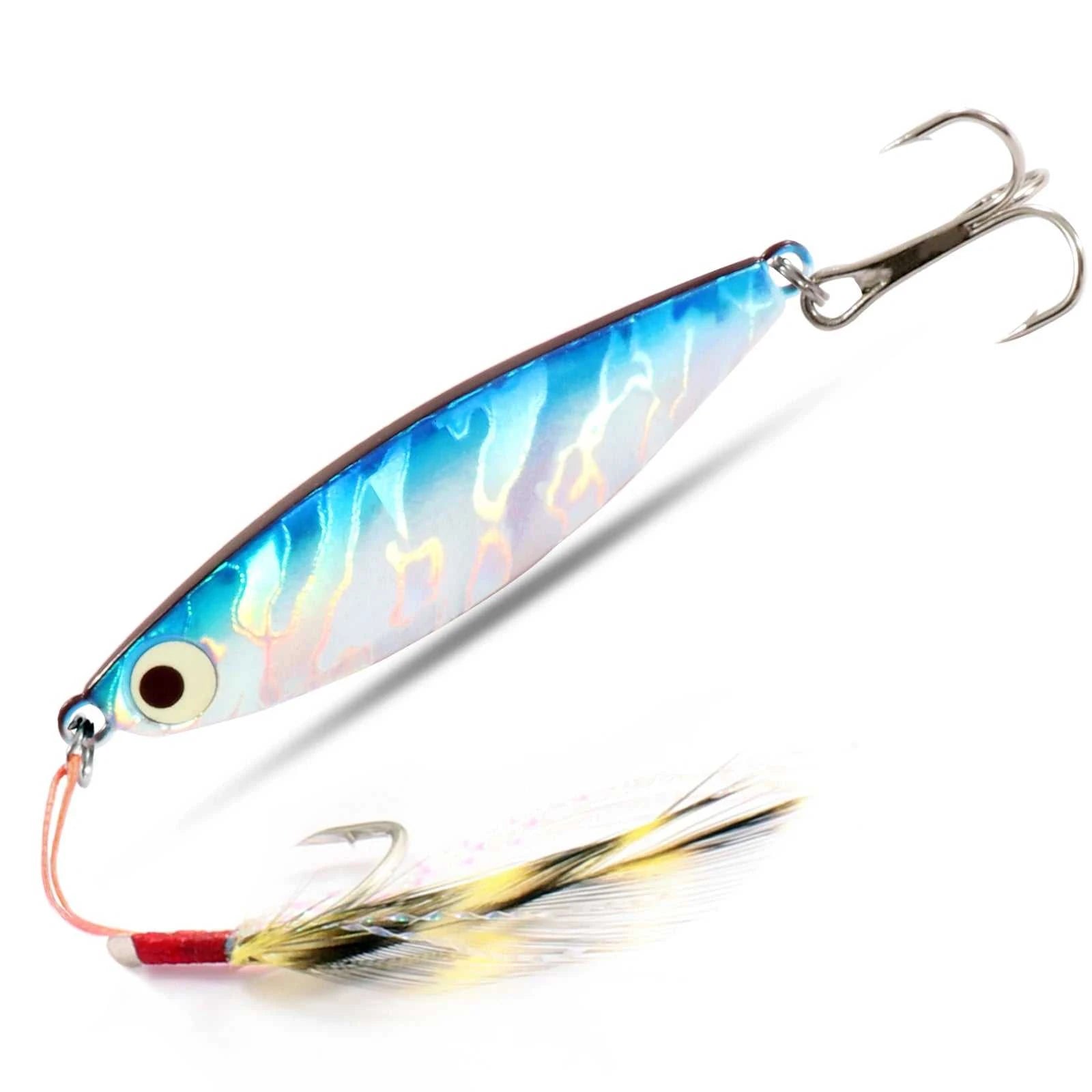Fishing Lures Metal Jig Spinning Spoon Feather Carbon Hook Hard Artificial Bait Luminous Eye Sinking Casting Bass Tackle Pesca The jack market .AU The jack market .AU Fishing Gear $ 21 14:29#Fishing Lure A
