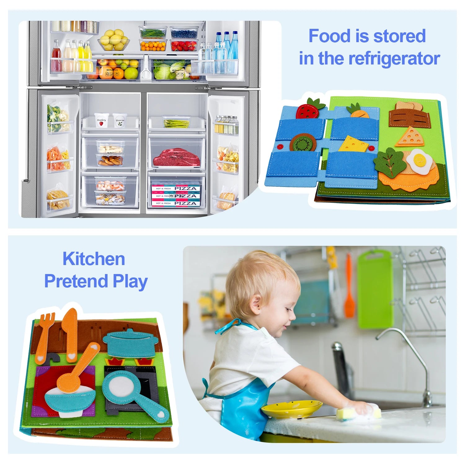 Toddlers Montessori Toy Busy Book Quiet Book Pretend Play Toy Early Educational Activity Book with Life Skills Cognition