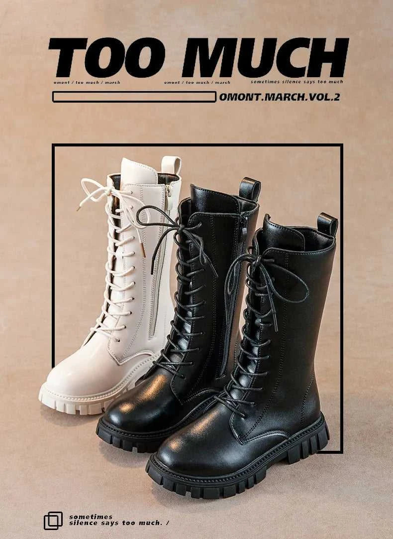 Girls Princess High Boots Black Beige Versatile Kids Causal Boots Spring Autumn Non-slip Children's Long Boots Solid Color PU The jack market .AU The jack market .AU $ 46 14:771#black;200000124:100010440