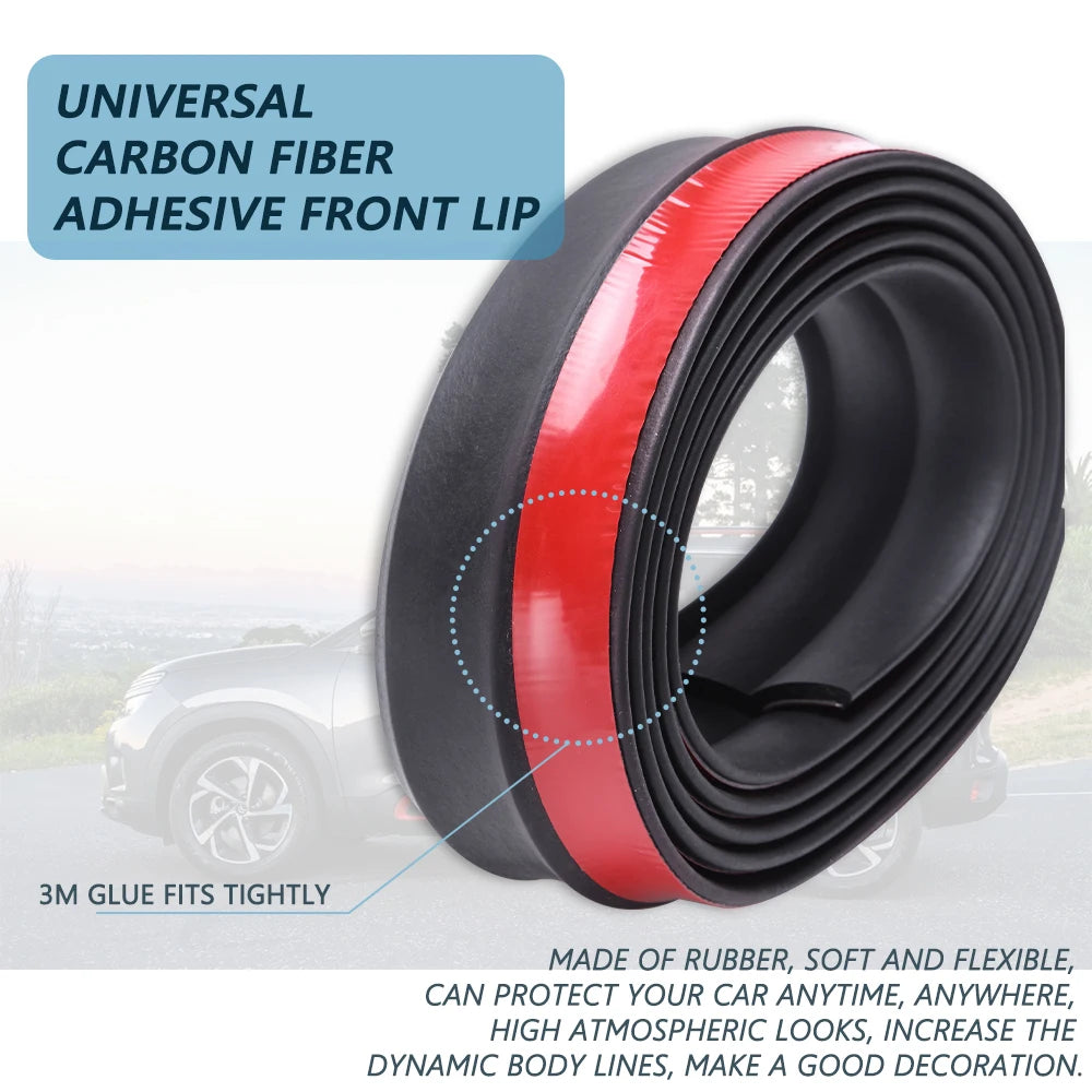 2.5m Car Bumper Protector Rubber Auto Car Front Bumper Guards Lip Mouldings Splitter Chin Body Auto Bumper Strip