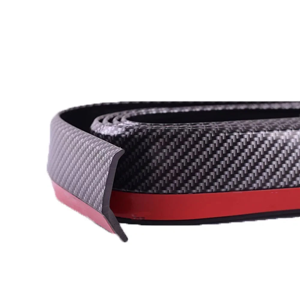 2.5M Car Front Bumper Lip Protector Carbon Fiber Rubber Splitter Chin Spoiler Side Skirt Rubber Anti Scratch Protector Body Kit