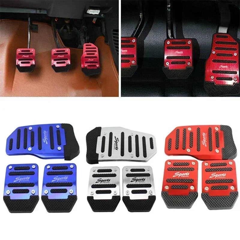 Car Pedal Cover Kit Pedali Red/Blue/Silver Auto Parts New 3Pcs/set Universal Anti Slip Aluminum Manual Transmission
