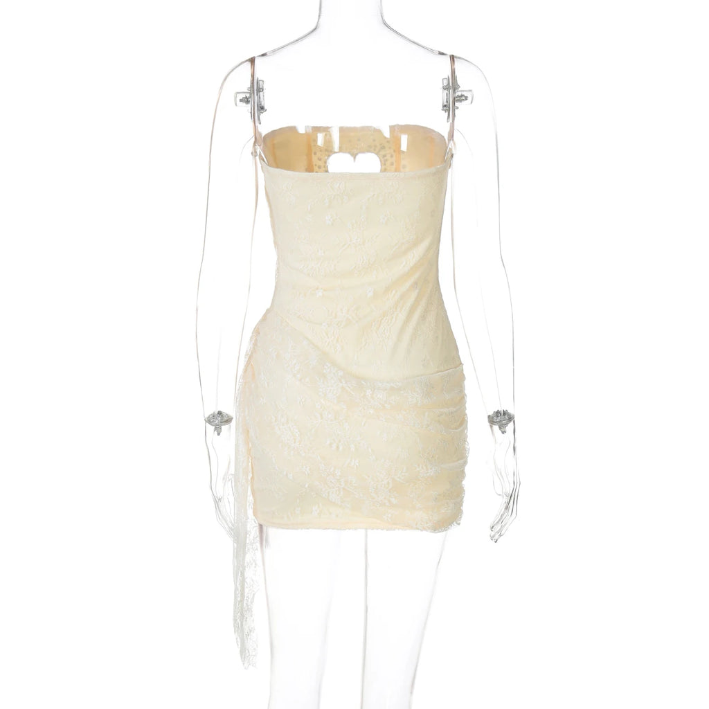 Hugcitar Heart-Shaped Cutout Mini Dress - Sexy Sequined Mesh with Zipper for Summer Festivals & Birthdays