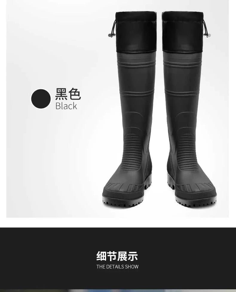 Black High-Top Men's Rain Boots, Adjustable Drawstring Long Boots, Wear-Resistant, Non-Slip, Outdoor Fishing Waterproof Boots, Farm Work Rain Boots, Pvc Water Boots The jack market .AU The jack market .AU Step Up Your Style: Trendy Shoes for Every Occasion! $ 71 14:193;200000124:200000364