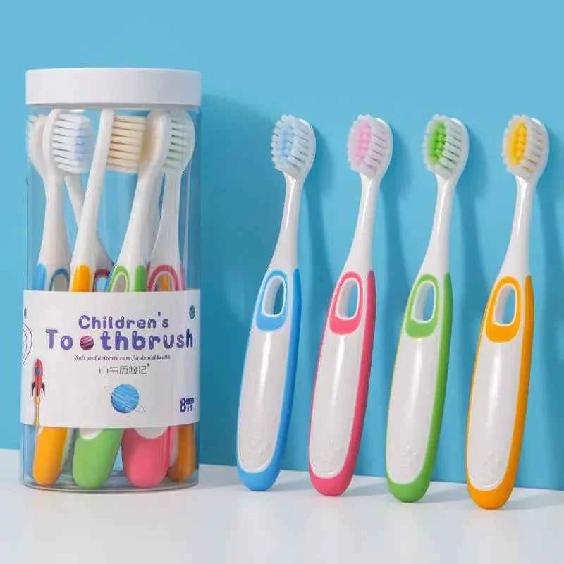 BrightSmiles 8 PCS Kids' Soft Bristle Toothbrushes - Gentle Care in Convenient Barrel Packaging