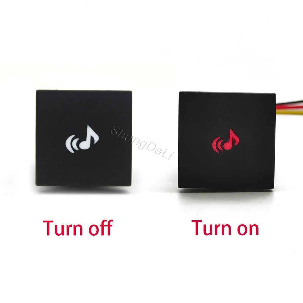 24mm*24mm 1Pc Car Red LED Light DRL Power On Off Music Modified Switch Button With Wire For VW Golf 6 MK6 Jetta 5 MK5 Scirocco