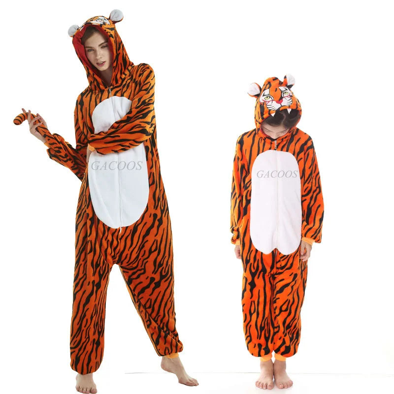 Boy Girl Kigurumi Pajama Sets Panda Unicorn Pajamas For Women Pijimas Cat Onesie Adult Animal Sleepwear Winter Warm Pyjamas Kids