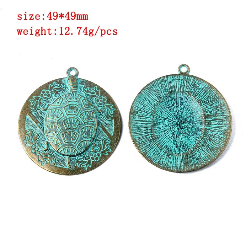 2pcs/lot Verdigris Patina Elephant/Heart/Leaf/Flower/Dragonfly/Butterfly/Swirl/Wing Pattern Pendant Fashion Jewelry Material