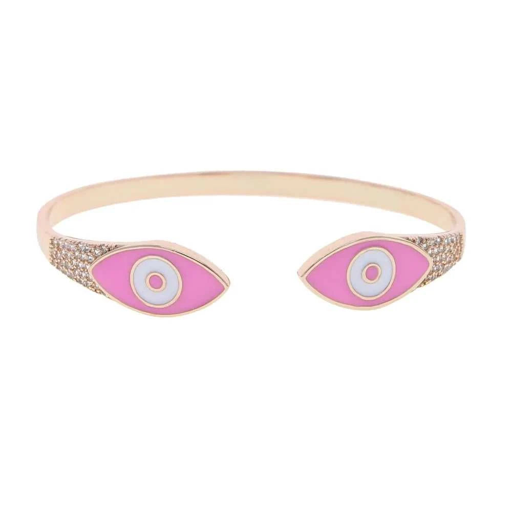 Turkish Evil Eye Pink Green Blue Enamel Cuff Bracelet for Women Paved White Cz Rose Gold Plated Color Bangles Fashion Jewelry The jack market .AU The jack market .AU Jewellery & Chains $ 57 166:202711811;200001034:361180#Pink