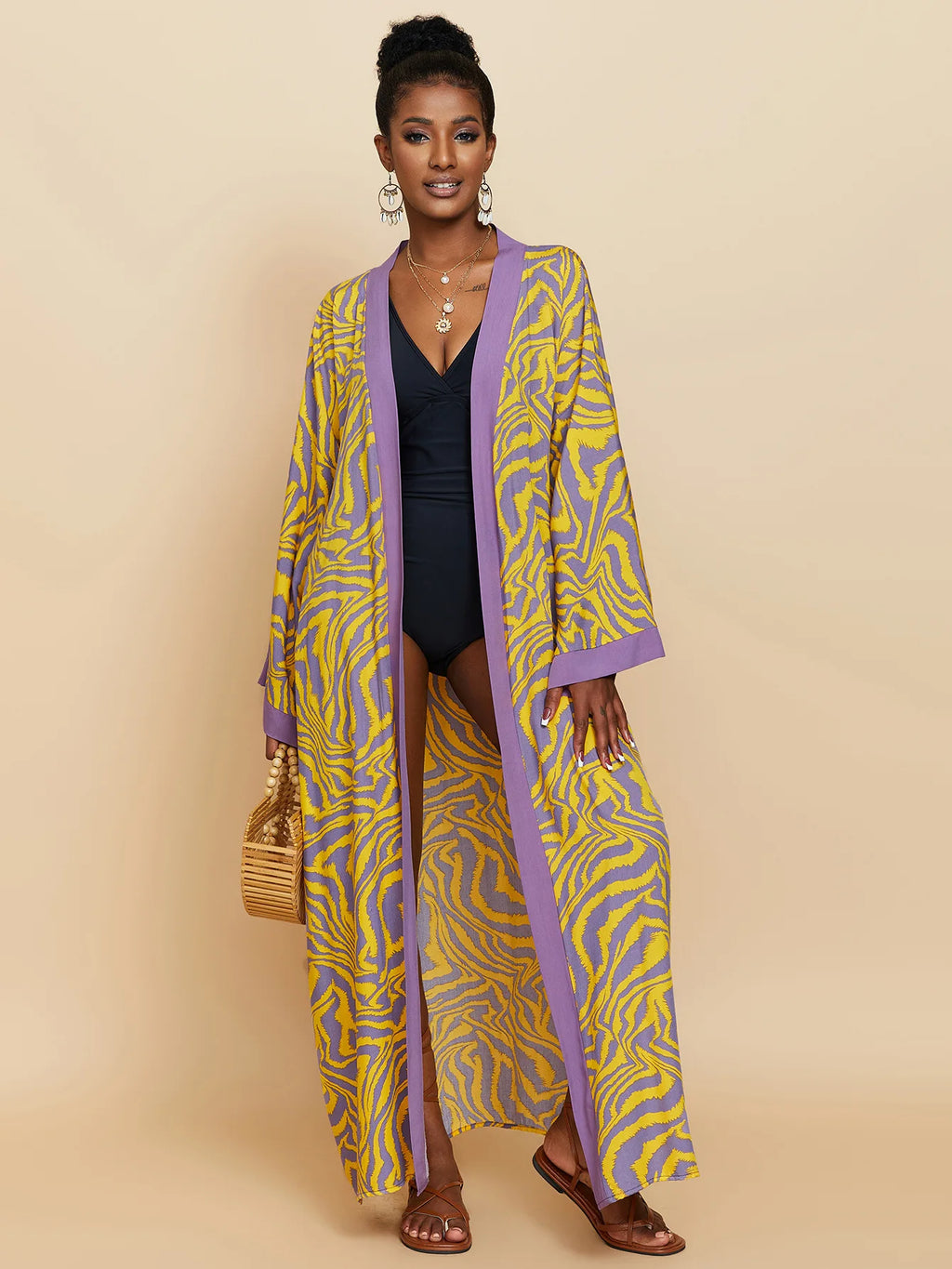 2026 Women's Kaftan Beach Cover-Up Dress - Stylish Long Tunic for Summer Bikinis & Beachwear
