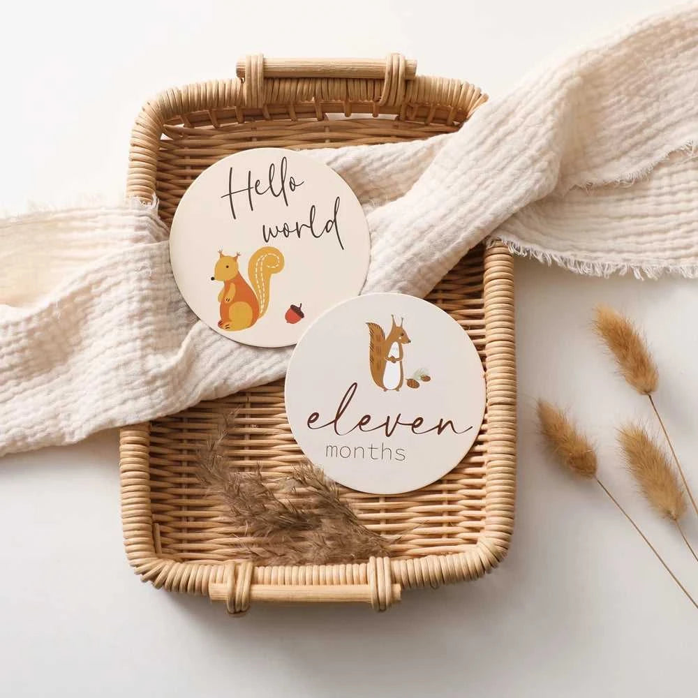 Baby Bear Milestone Number Monthly Memorial Cards Newborn Birthday Gifts Souvenir Newborn Birth Photo Photography Accessories