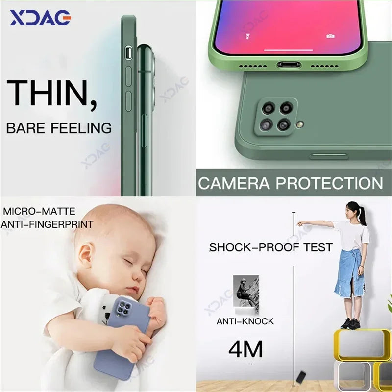 Samsung Luxury Soft Square Liquid Silicone Case - Ultimate Protection for Galaxy A22 4G & A42 5G