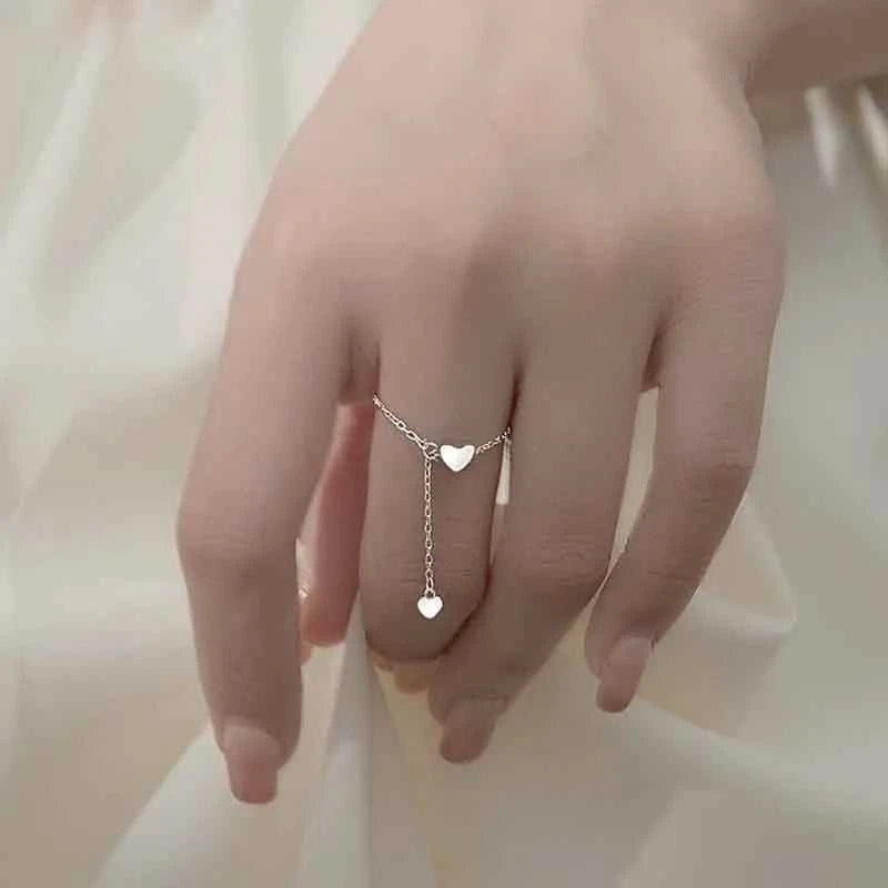 XIYANIKE Silver Color Unique Design Love Heart Hanging Chain Ring Elegant Charm Index Finger Gift For Women Adjustable The jack market .AU The jack market .AU Jewellery & Chains $ 50 200000783:29#VRS3474