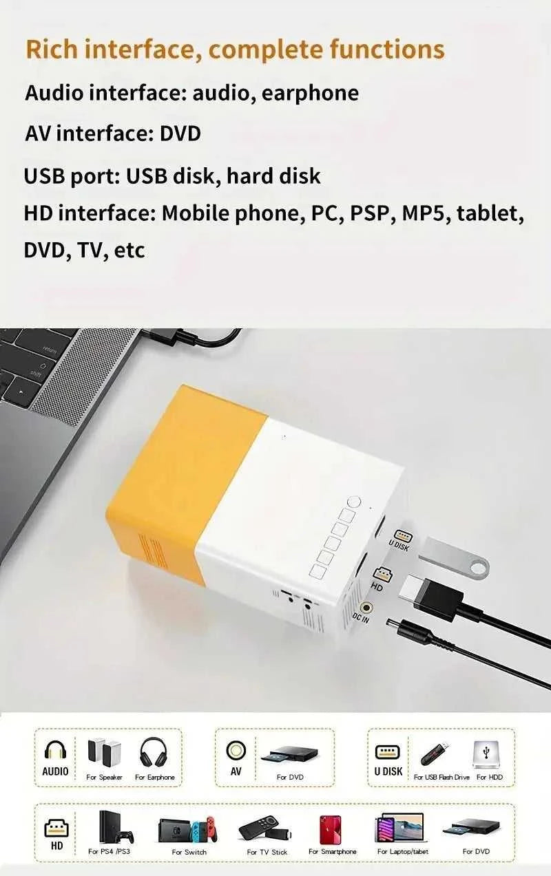 Projector for home use, mini projector for children's bedroom, portable projector, supports 4K ultra-high definition. The jack market .AU The jack market .AU Accessories Electronics $ 80 14:202429827#White