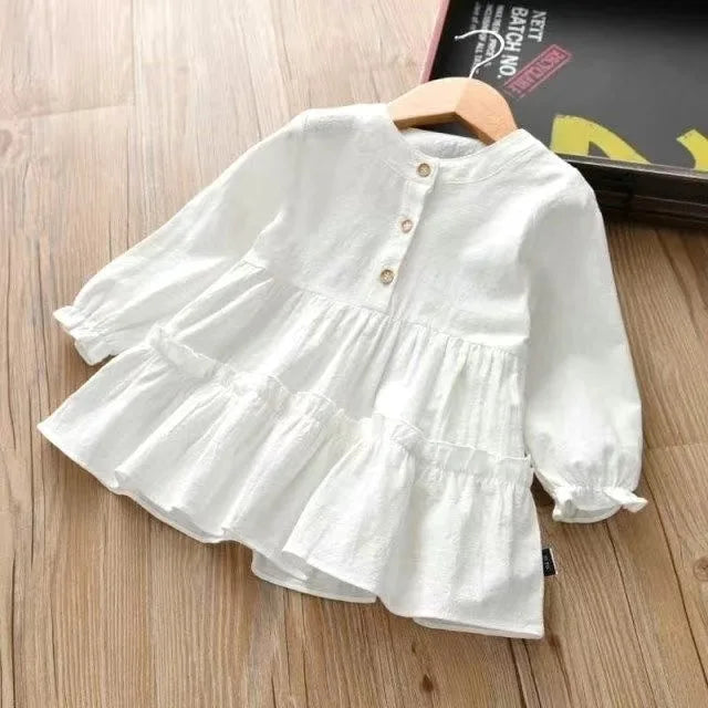 Sweetheart Couture Princess Dress - Casual Pink Cotton-Linen Dress with Big Turn Down Collar for Summer 2023