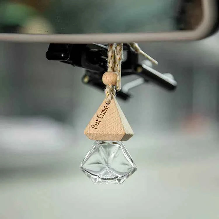 10pcs 10ml Empty Glass Essential Oil Diffuser Bottle with Lid for Car Air Freshener Vent Clip Portable Perfume Fragrance Bottle