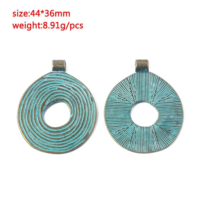 2pcs/lot Verdigris Patina Elephant/Heart/Leaf/Flower/Dragonfly/Butterfly/Swirl/Wing Pattern Pendant Fashion Jewelry Material