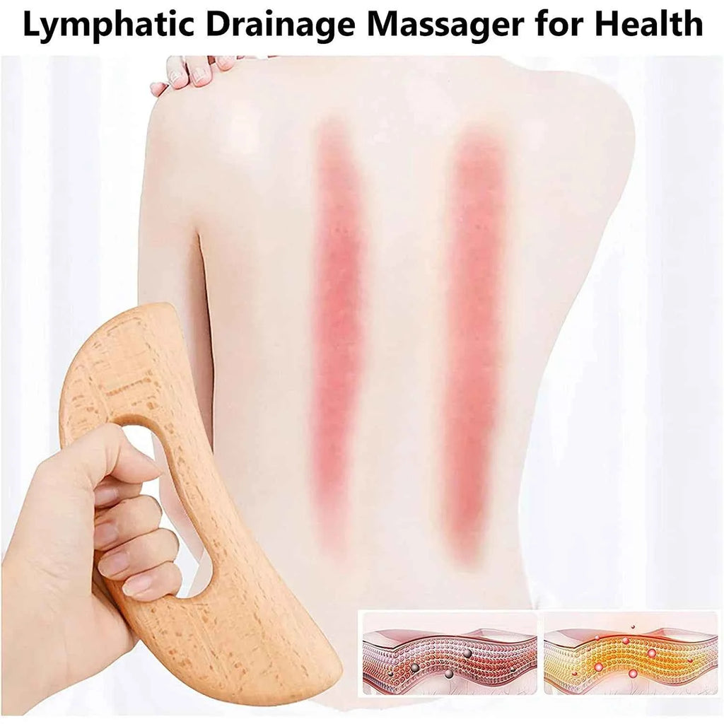 2PCS Lymphatic Drainage Massager Wooden Gua Sha Tool for Body Massage Scraper for Anti Cellulite Body Gua Sha Paddle